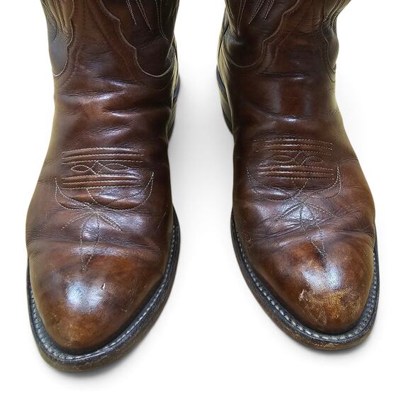 TONY LAMA Cowboy Boots Men\'s 8 EE VTG 80\'s USA Brown Leather Western Ranchwear main image 9